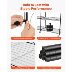 Sisäkasvihylly metallirunkoinen 6-tasoinen kaksirivinen korkeus 180 senttimetriä 200 wattia LED-kasvivaloilla