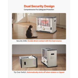 Kannettava kerosiinilämmitin teräsrunko 10000 BTU 14 L säiliö sisä ja ulkokäyttöön