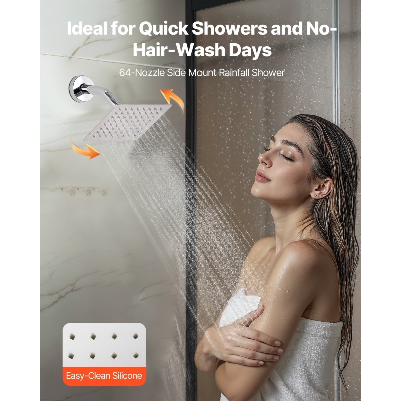 Termostaattinen sadesuihkusetti kromipintainen 305 mm kattopää 152 mm seinäpää kaksitoiminen käsisuihku