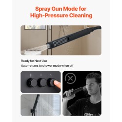 Kattokiinnitteinen sadesuihkujärjestelmä 254 mm kattopäällä 152 mm seinäsuihkulla ruostumatonta terästä mattamusta