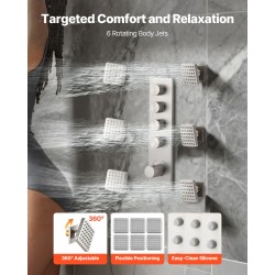 Kattokiinnitteinen sadesuihkusetti 406 mm harjattu nikkeli 152 mm seinäsuihku 6 hierovaa sivusuihkua