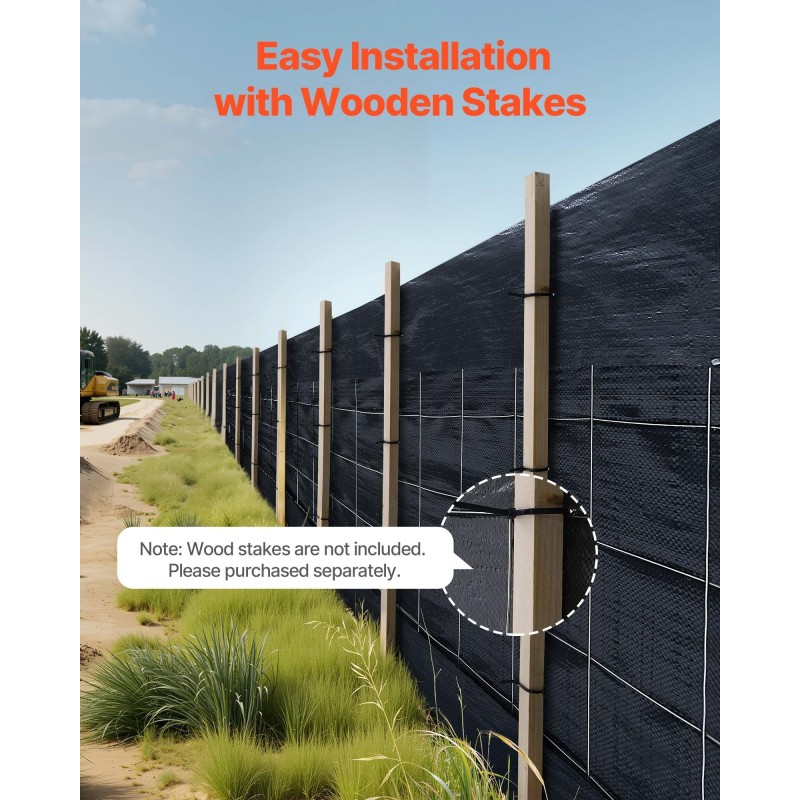 Suodatinaitakangas polypropeenia ja rautalankaa 0,6×30,48 m rulla eroosion ja sedimentin hallintaan