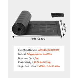 Suodatinaitakangas polypropeenia ja rautalankaa 0,6×30,48 m rulla eroosion ja sedimentin hallintaan