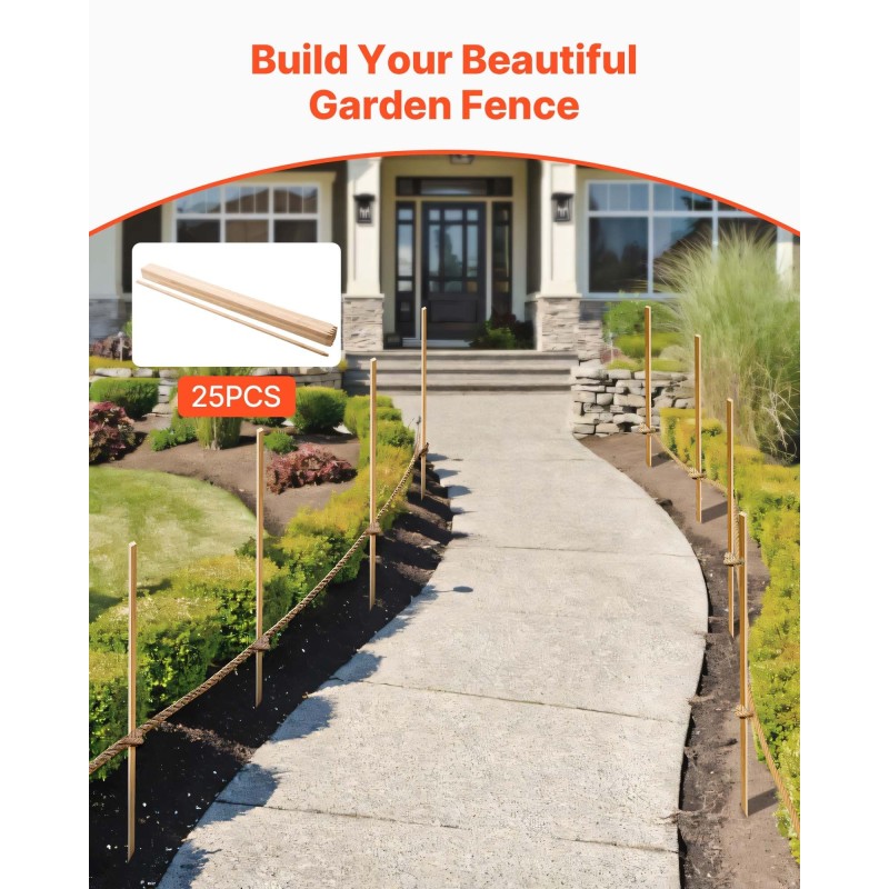 Puutarhapaalut kuusipuusta 25 kpl 122 cm aidan ja kasvien tuki