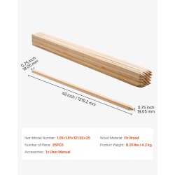 Puutarhaseipäät kuusipuuta 25 kpl 19×1219 mm terävä kärki