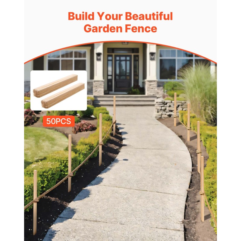 Puutarhapaalut kuusipuuta 19x19x914 mm 50 kpl terävä kärki kasvituki