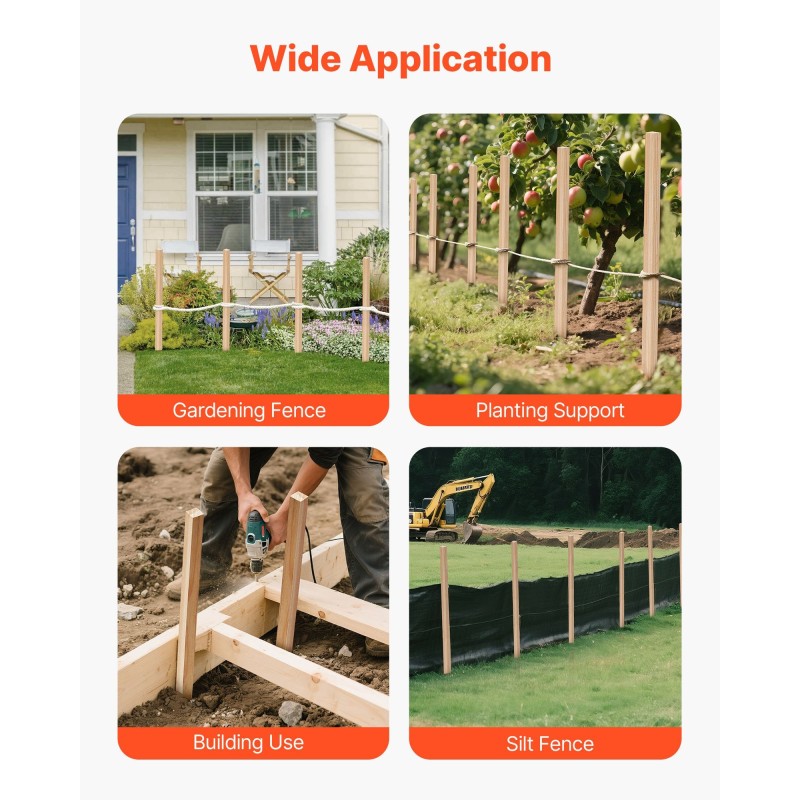 Puutarhapaalut kuusipuuta 19x19x914 mm 50 kpl terävä kärki kasvituki