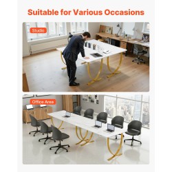 Työpöytä 160×80 cm valkoinen lastulevy hiiliteräsrunko säädettävät jalat