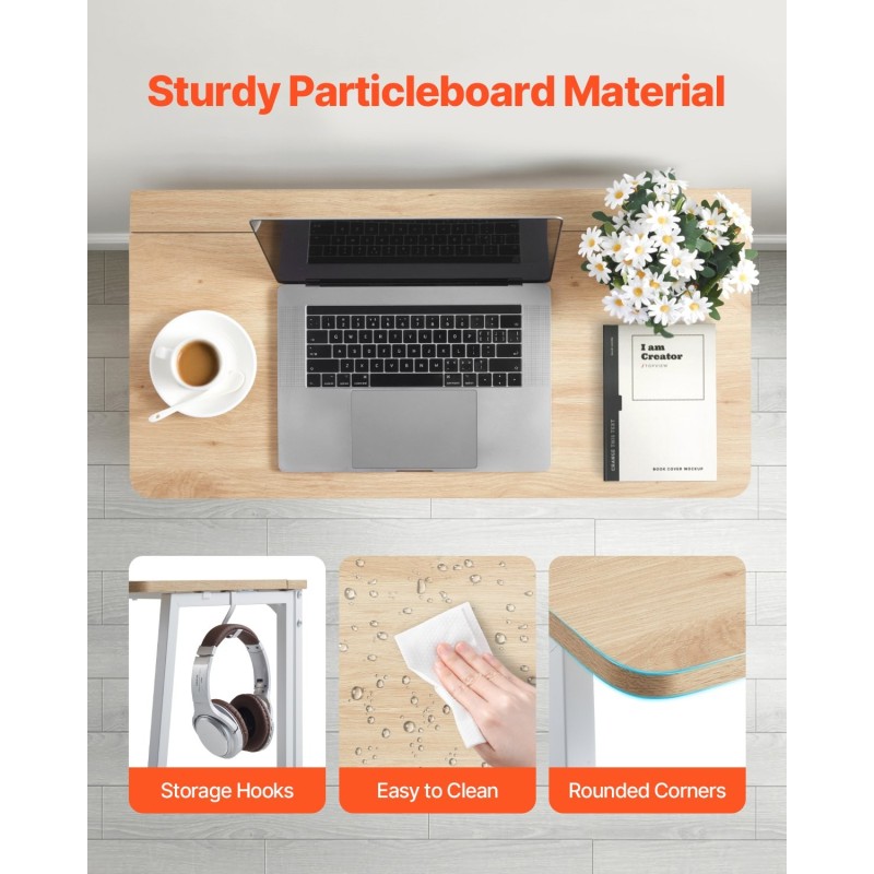 Taittopöytä 80 x 40 cm teräsrunko lastulevy puujäljitelmä kotitoimistoon