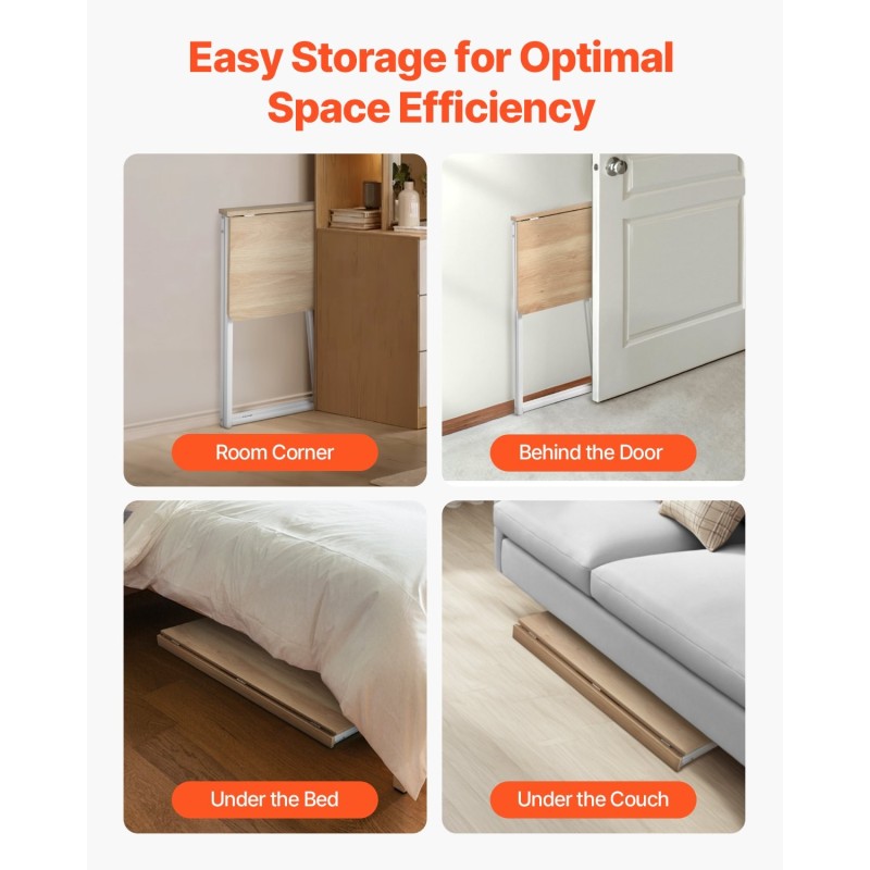 Taittopöytä 80 x 40 cm teräsrunko lastulevy puujäljitelmä kotitoimistoon