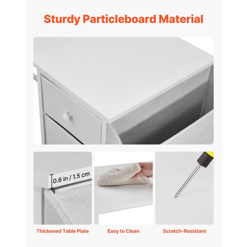 Tietokonepöytä 120 cm teräsrunko lastulevy neljä kangaslaatikkoa säädettävät tassut