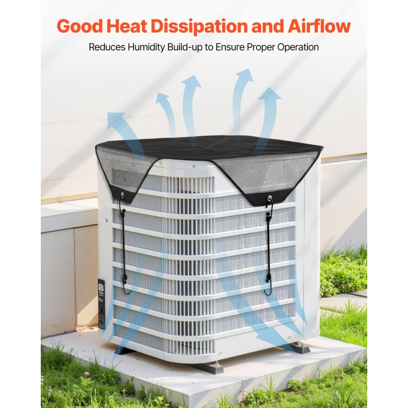 Ilmastointilaitteen ulkoyksikön suojapeite PVC-verkkokankaasta 710 x 710 mm musta