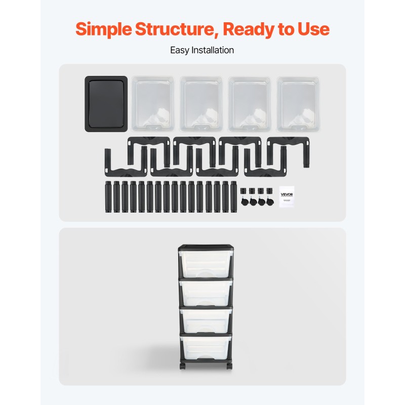 Muovinen laatikkovaunu pyörillä neljä läpinäkyvää laatikkoa jokainen seitsemäntoista litraa