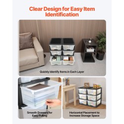 Muovinen säilytyslaatikosto 2 kpl 6 vetolaatikkoa 17 l kodin ja toimiston käyttöön