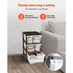 Muovinen säilytyslaatikosto pyörillä 3 läpinäkyvää laatikkoa 17 litraa