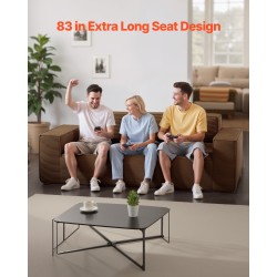 Kangassohva 211 cm leveä korduroykangas syvä istuin ruskea