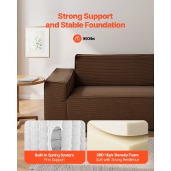 Kangassohva 211 cm leveä korduroykangas syvä istuin ruskea