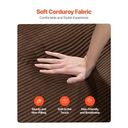 Kangassohva 211 cm leveä korduroykangas syvä istuin ruskea