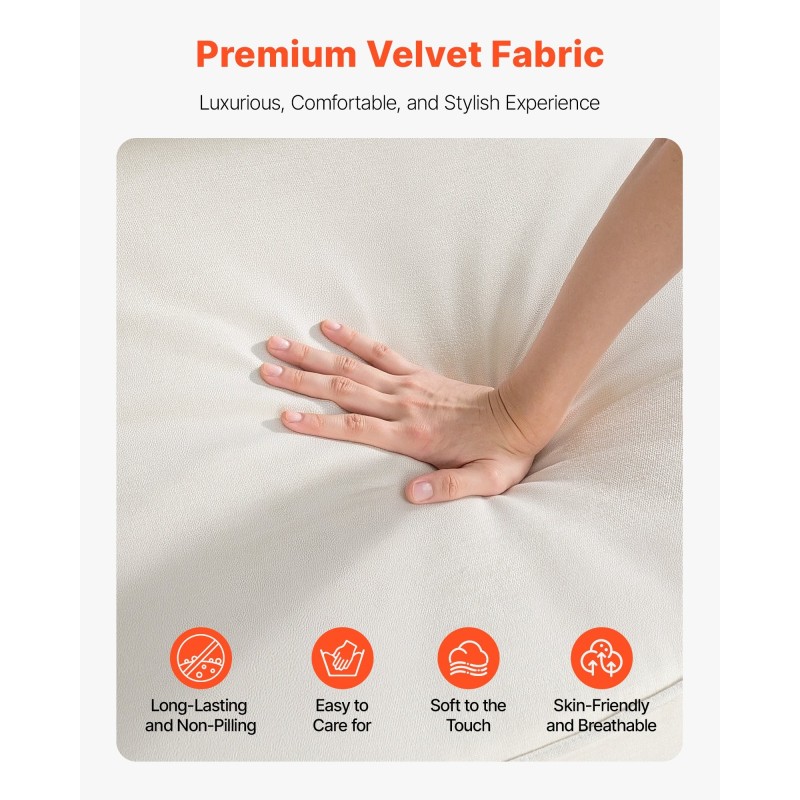 3-istuttava samettiverhoiltu sohva 2540 mm valkoinen säilytystilalla