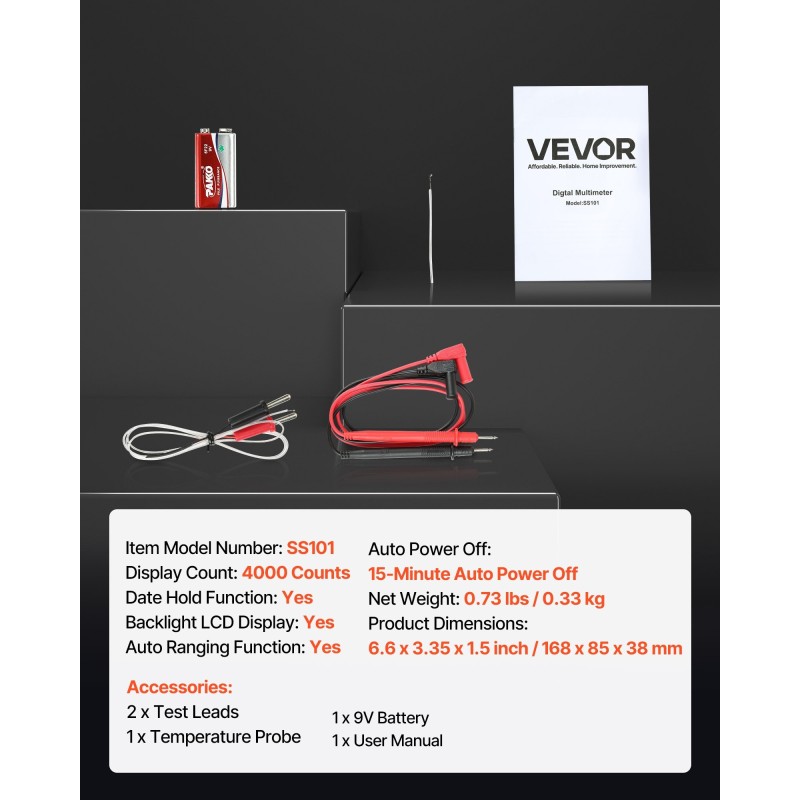 Digitaalinen yleismittari TRMS 4000-lukemainen automaattinen mitta-alue taustavalaistu näyttö