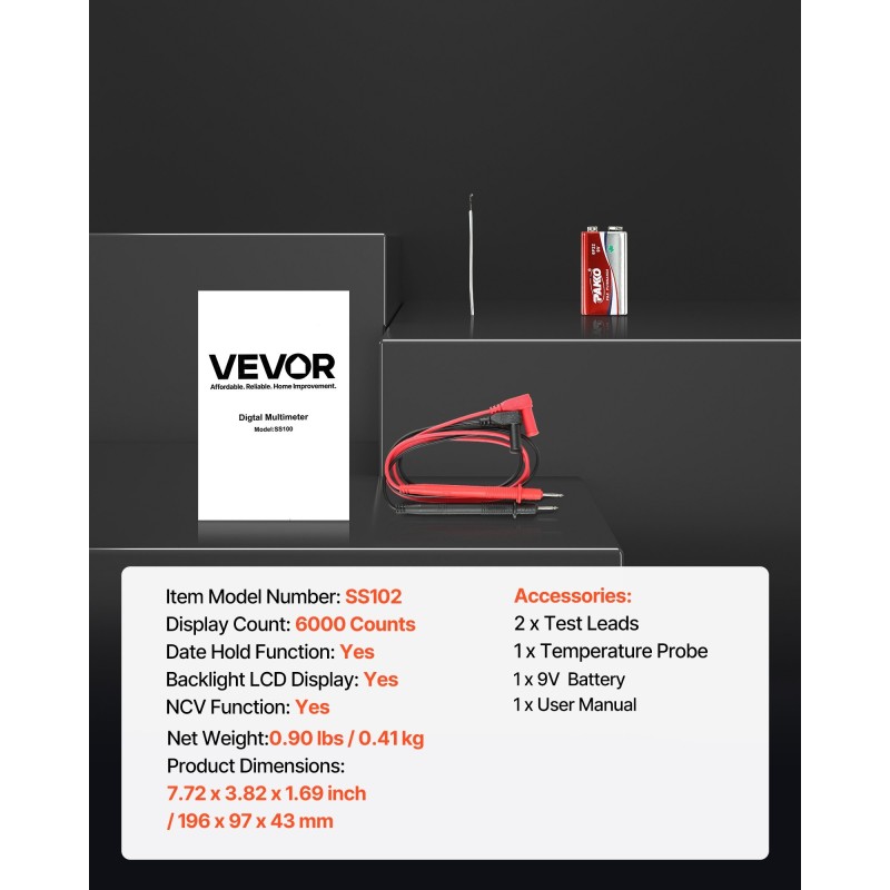 Digitaalinen yleismittari 6000 lukemaa todellinen RMS NCV taustavalaistu