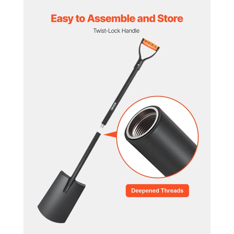 Neliölapio seosteräksinen lapa 1220 millimetriä varsi pitävä D-kahva irrotettava rakenne