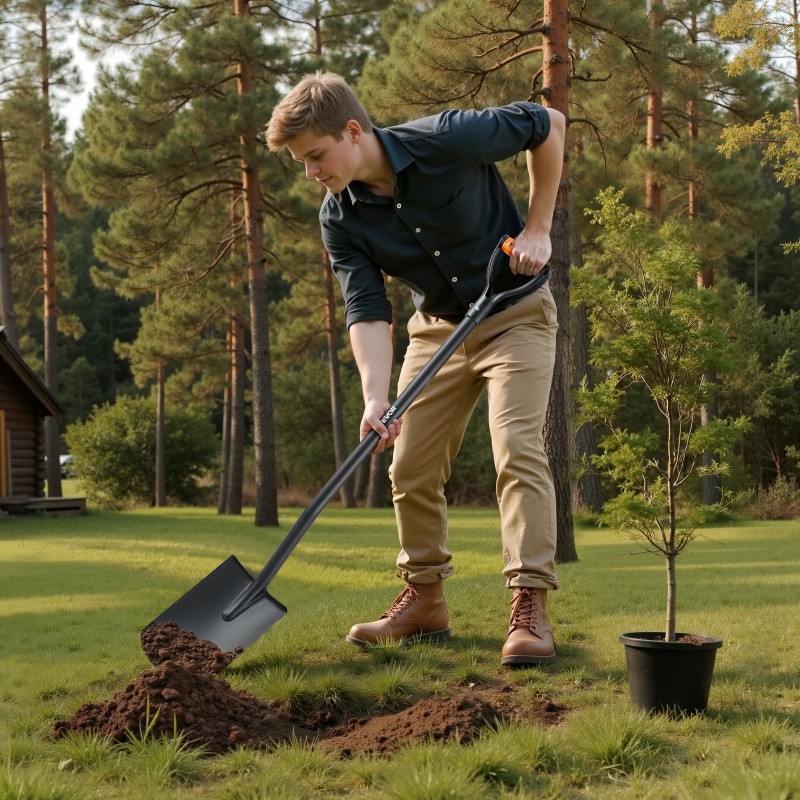 Neliölapio seosteräksinen lapa 1220 millimetriä varsi pitävä D-kahva irrotettava rakenne