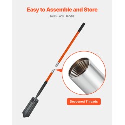 Kapea ojituslapio 10,4 cm seosteräksinen terä 1425 mm lasikuituvarsi