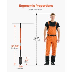 Kapea ojituslapio 10,4 cm seosteräksinen terä 1425 mm lasikuituvarsi