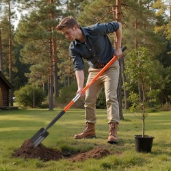Kapea ojituslapio 10,4 cm seosteräksinen terä 1425 mm lasikuituvarsi