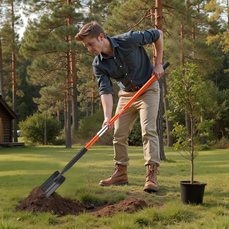 Kapea ojituslapio 10,4 cm seosteräksinen terä 1425 mm lasikuituvarsi