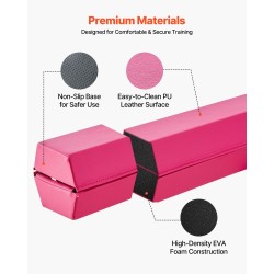 Balanssipalkki taittuva lapsille korkeatiheyksinen EVA-vaahto 233 cm pinkki kantolaukulla liukumaton pohja