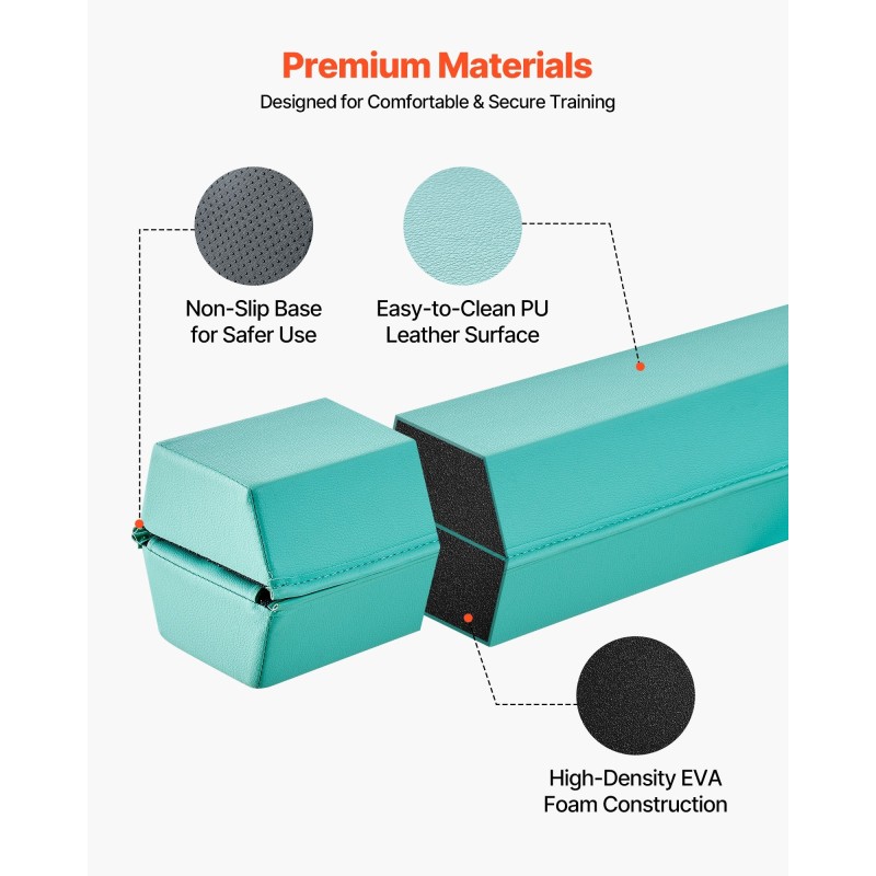 Tasapainopalkki 233 cm korkeatiheyksinen EVA-vaahto taittuva liukumaton lapsille kantolaukku
