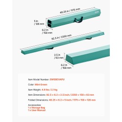 Tasapainopalkki 233 cm korkeatiheyksinen EVA-vaahto taittuva liukumaton lapsille kantolaukku