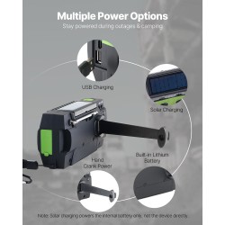 Käsikäyttöinen hätä- ja sääradio aurinko- ja USB-latauksella 4000mAh-akulla FM/AM/NOAA-tuella