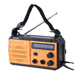 Hätäsääradio käsikampikäyttöinen aurinkokennolla 8000mAh akulla NOAA hälytyksillä