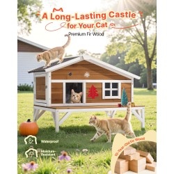 Kissatalo kuusipuusta 43,5-tuumainen vaahtoeristetty ulkokäyttöön 3–5 kissalle