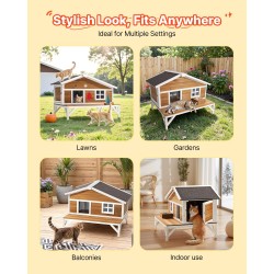 Kissatalo kuusipuusta 43,5-tuumainen vaahtoeristetty ulkokäyttöön 3–5 kissalle