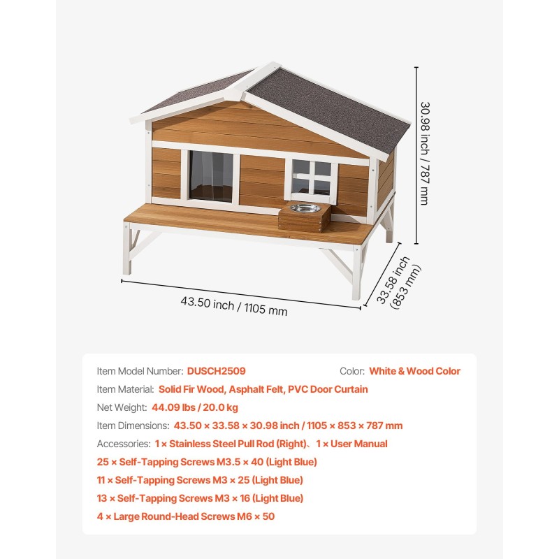 Kissatalo kuusipuusta 43,5-tuumainen vaahtoeristetty ulkokäyttöön 3–5 kissalle
