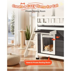 Kissatalo kaksikerroksinen kuusipuusta asfalttihuopakatolla portailla ja parvekkeella ulkokäyttöön ja sisäkäyttöön