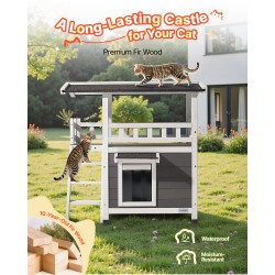 Kissatalo kaksikerroksinen kuusipuusta asfalttihuopakatolla portailla ja parvekkeella ulkokäyttöön ja sisäkäyttöön