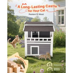 Kissatalo massiivikuusinen kaksikerroksinen vaahtoeristetty 33 tuuman 1–3 kissalle