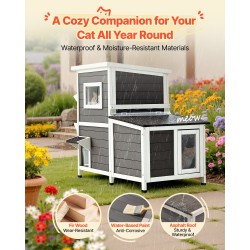 Puinen kaksikerroksinen ulkokissatalo massiivisesta kuusipuusta kolmelle kissalle asfalttihuopakatto korotettu pohja