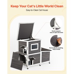 Puinen kaksikerroksinen ulkokissatalo massiivisesta kuusipuusta kolmelle kissalle asfalttihuopakatto korotettu pohja