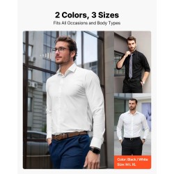 Miesten valkoinen kauluspaita puuvillasekoite kapealinjainen pitkähiha koko M rypistymätön