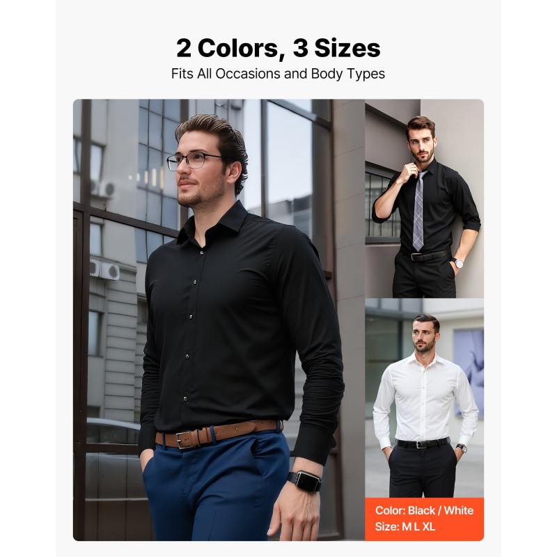 Miesten pitkähihainen kauluspaita puuvillasekoite musta koko L rypistymistä hylkivä joustava