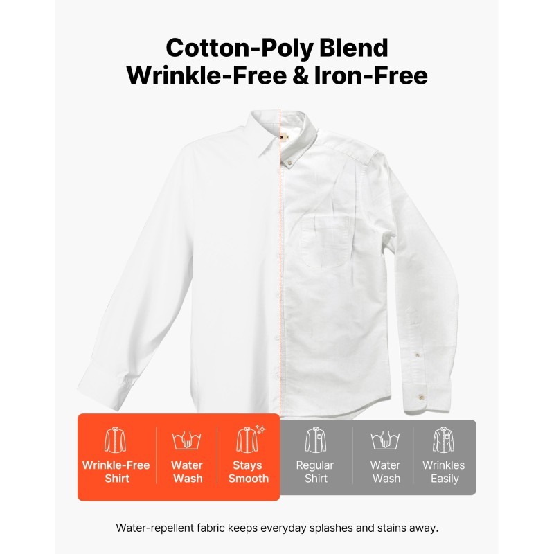 Miesten valkoinen pitkähihainen kauluspaita 62% puuvillaa rypistymätön koko L