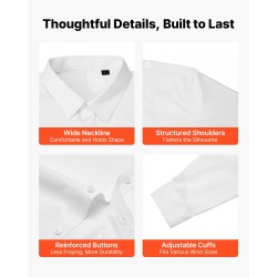 Miesten valkoinen pitkähihainen kauluspaita 62% puuvillaa rypistymätön koko L
