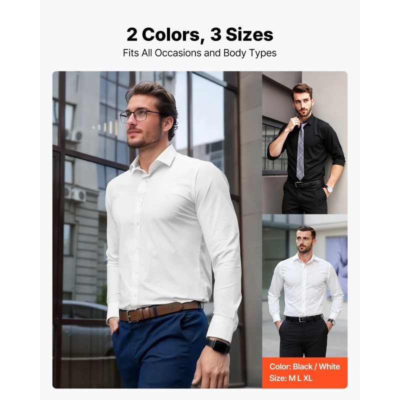 Miesten valkoinen pitkähihainen kauluspaita 62% puuvillaa rypistymätön koko L