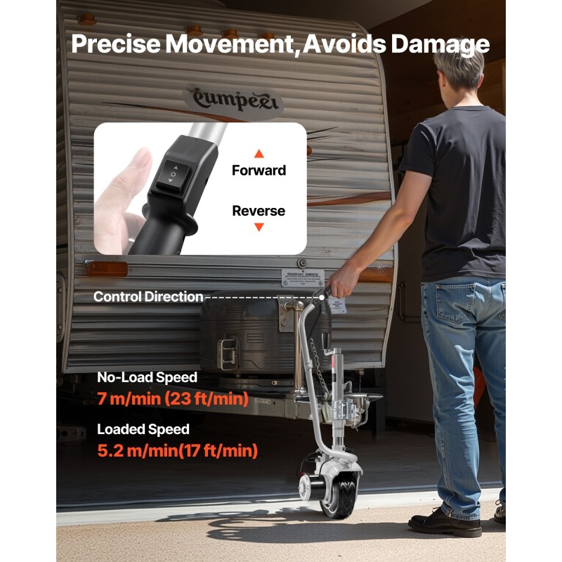 Peräkärryn siirtäjä teräsrunko 380W 12V 2,5 t säädettävä kiinnityskorkeus 31–63 cm